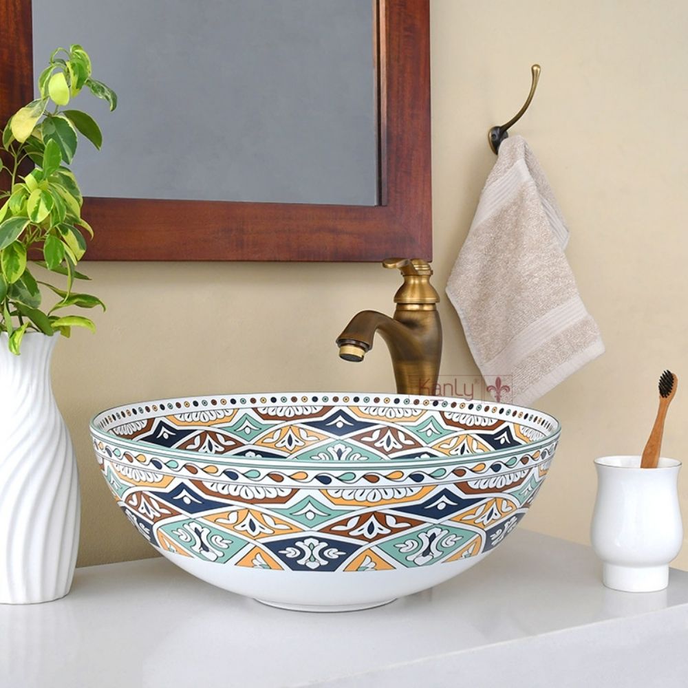 Chậu lavabo đặt bàn Kanly sứ mỹ thuật SU714