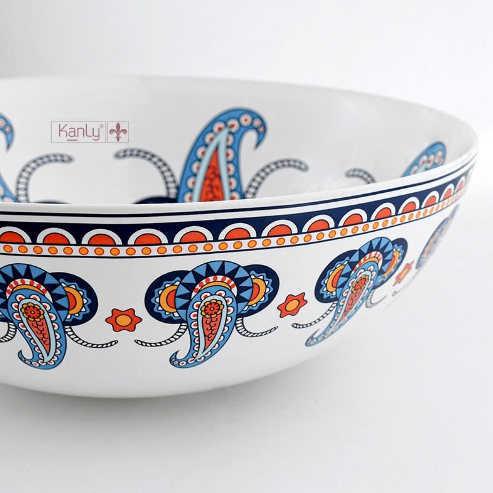 Chậu lavabo đặt bàn Kanly sứ hoa văn SU716