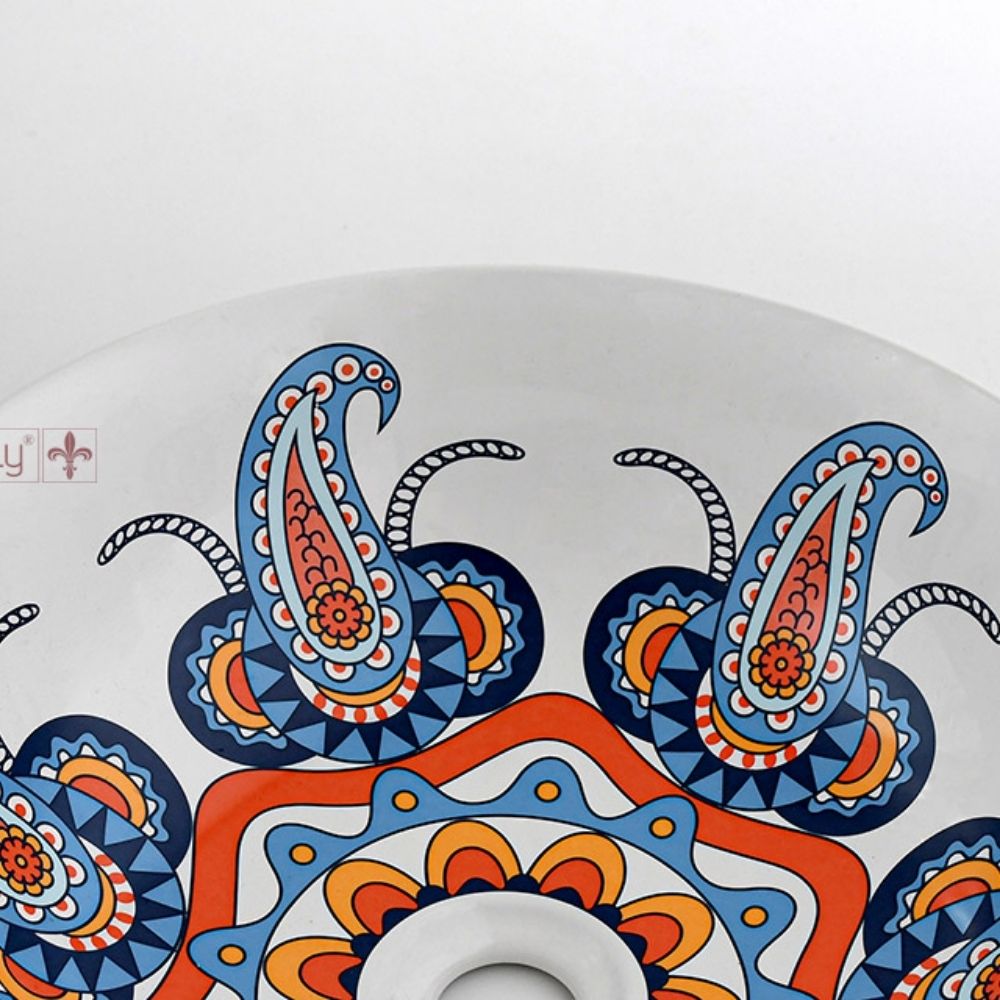 Chậu lavabo đặt bàn Kanly sứ hoa văn SU716