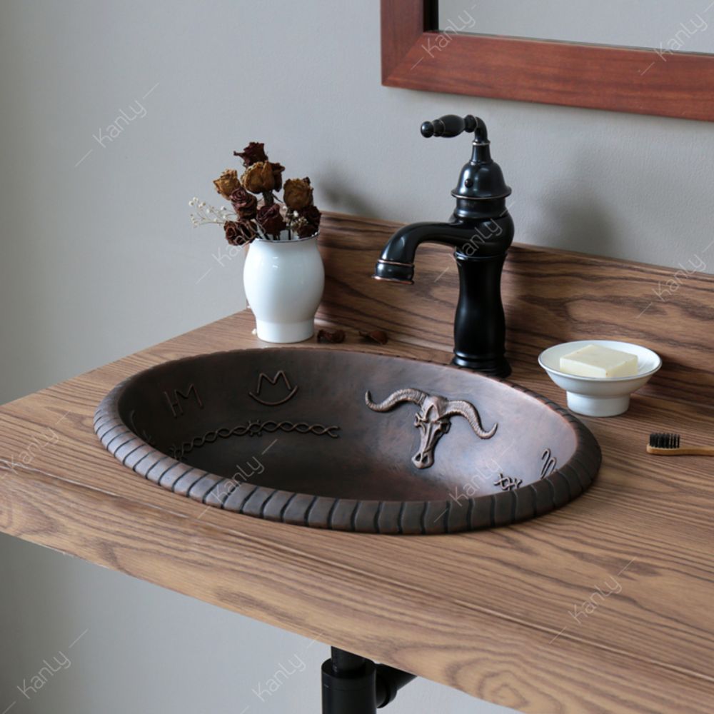Chậu rửa lavabo dương vành Kanly bằng đồng DL6011