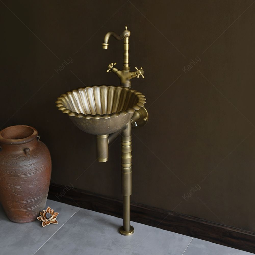 Bộ chậu lavabo Kanly treo tường bằng đồng DL2911B
