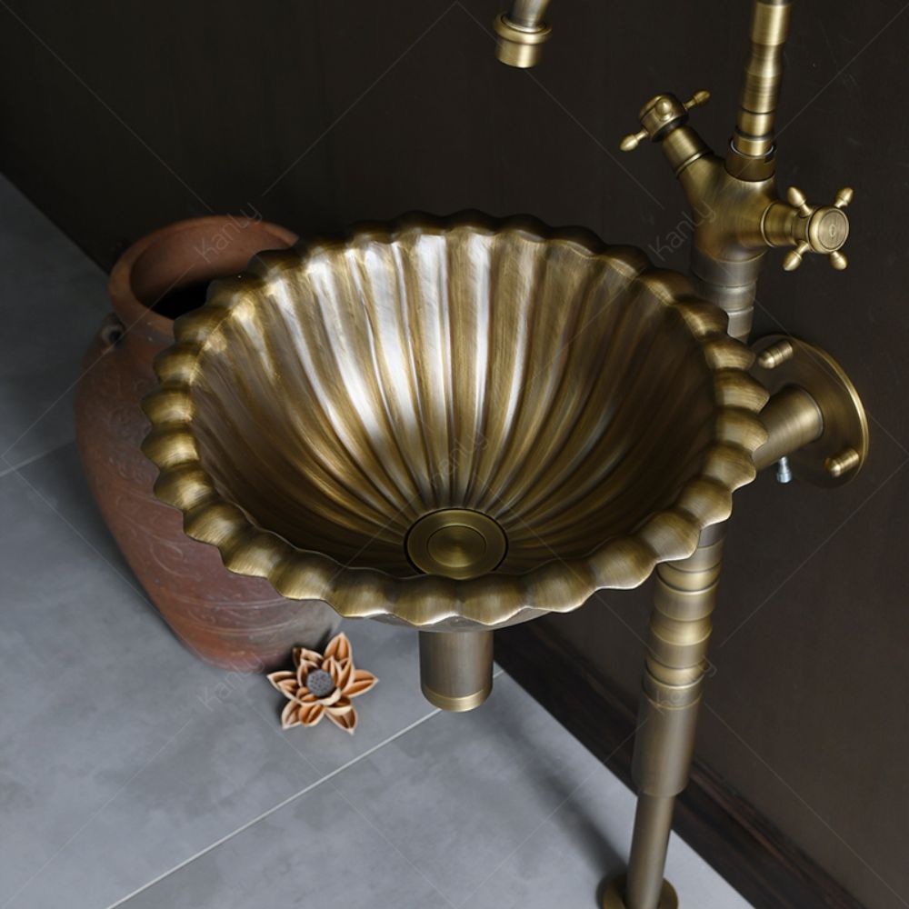 Bộ chậu lavabo Kanly treo tường bằng đồng DL2911B