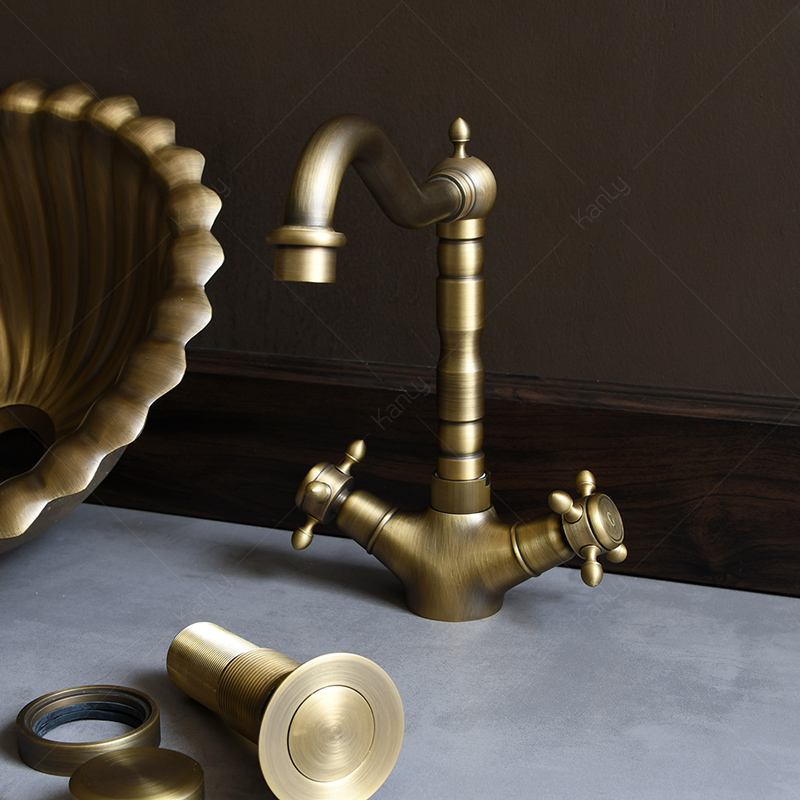 Bộ chậu lavabo Kanly treo tường bằng đồng GCL09B