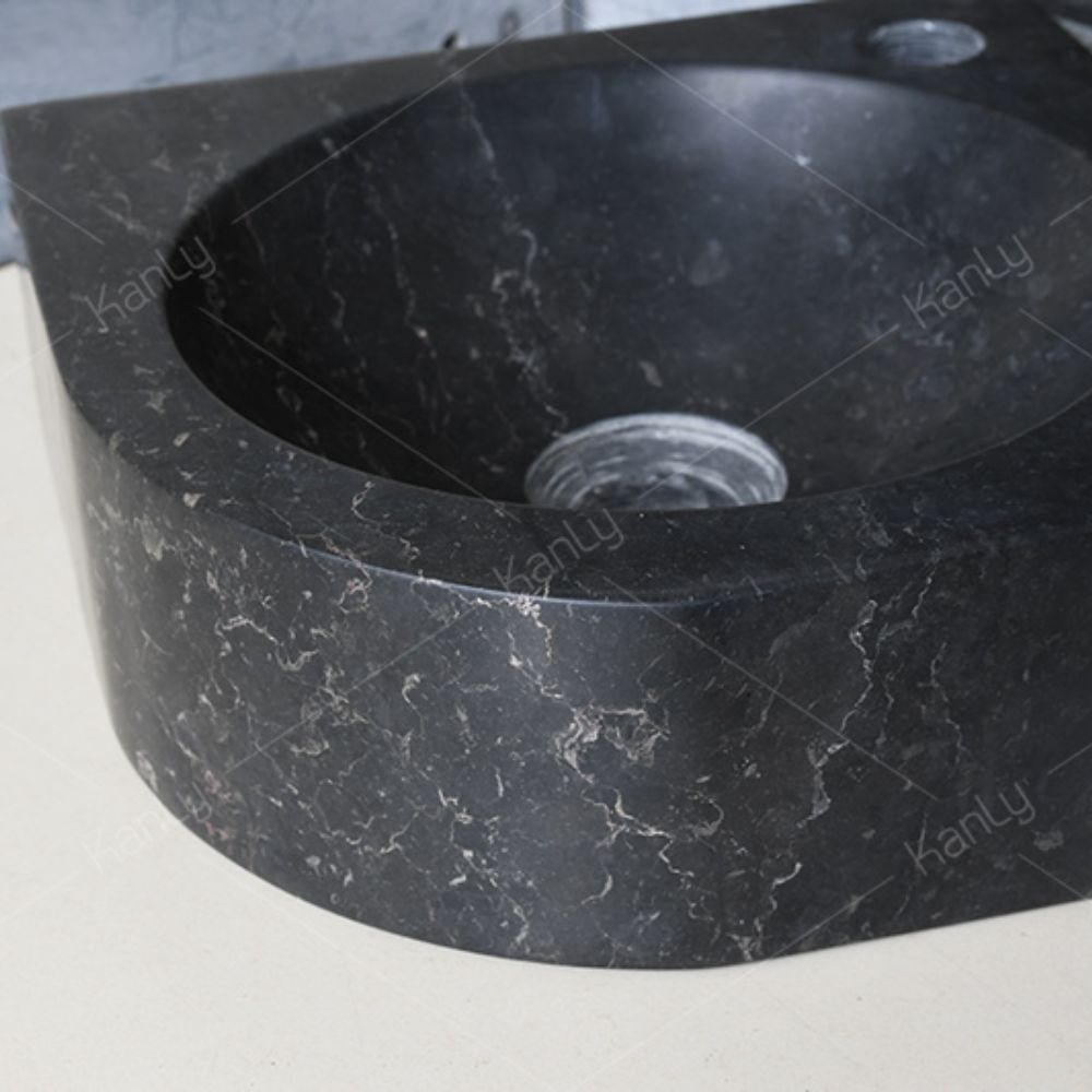 Chậu lavabo góc treo tường Kanly đá tự nhiên LAVABOGOC-MARBLEDEN