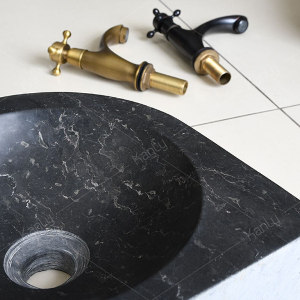 Chậu lavabo góc treo tường Kanly đá tự nhiên LAVABOGOC-MARBLEDEN