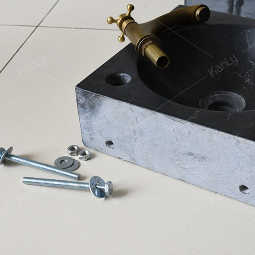 Chậu lavabo góc treo tường Kanly đá tự nhiên LAVABOGOC-MARBLEDEN