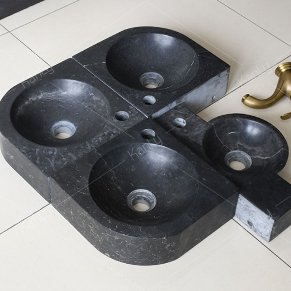 Chậu lavabo góc treo tường Kanly đá tự nhiên LAVABOGOC-MARBLEDEN