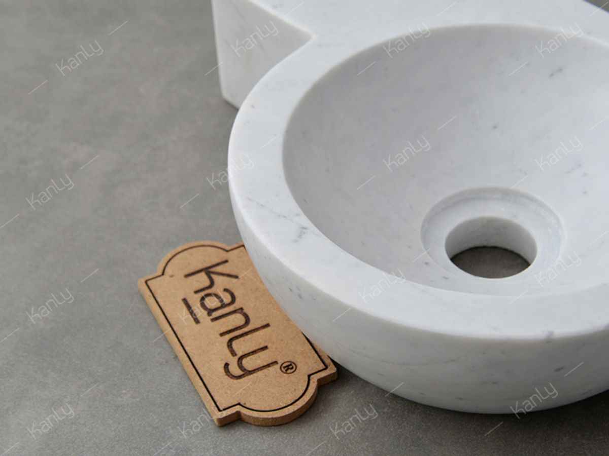 Chậu lavabo treo tường Kanly đá trắng sữa MAR6M013