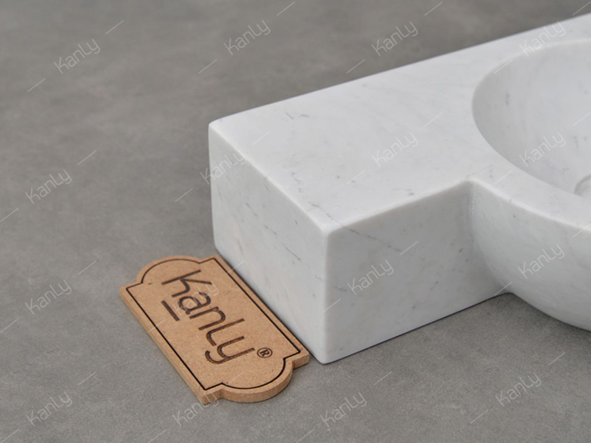 Chậu lavabo treo tường Kanly đá trắng sữa MAR6M013