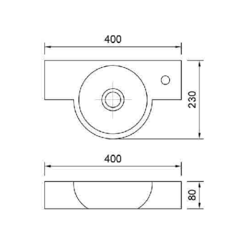 Chậu lavabo treo tường Kanly đá trắng sữa MAR6M013