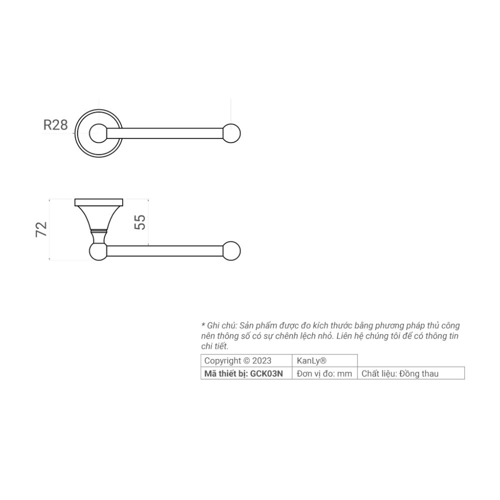 Móc treo giấy và khăn bằng đồng Kanly GCK03N