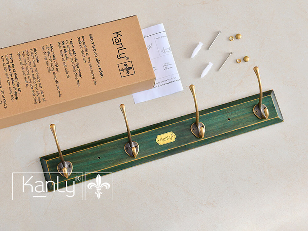 Móc treo áo gỗ và đồng thau Kanly GCG20E-GOTC