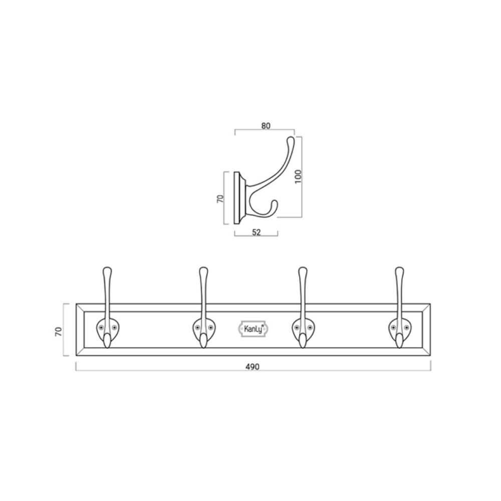 Móc treo áo gỗ và đồng thau Kanly GCG20E-XANH