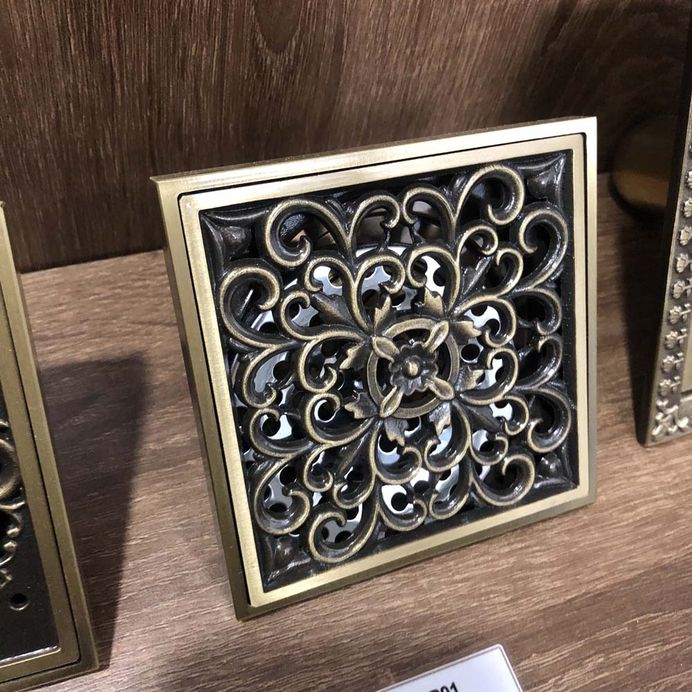 Phễu thoát sàn bằng đồng 10x10cm Kanly GCP01