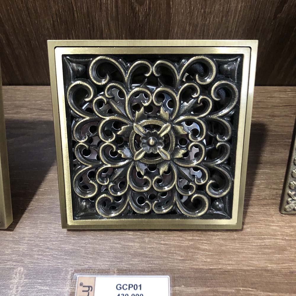 Phễu thoát sàn bằng đồng 10x10cm Kanly GCP01