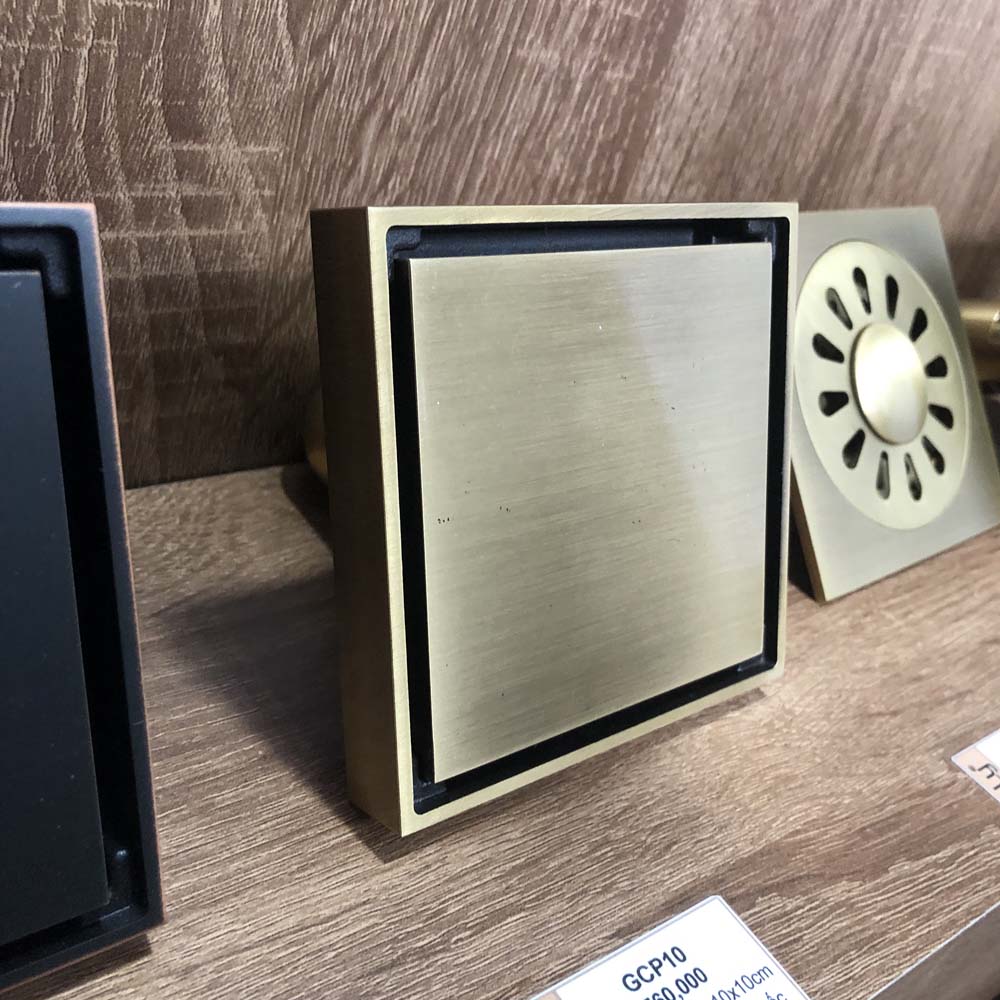 Phễu thoát sàn bằng đồng 10x10cm Kanly GCP10