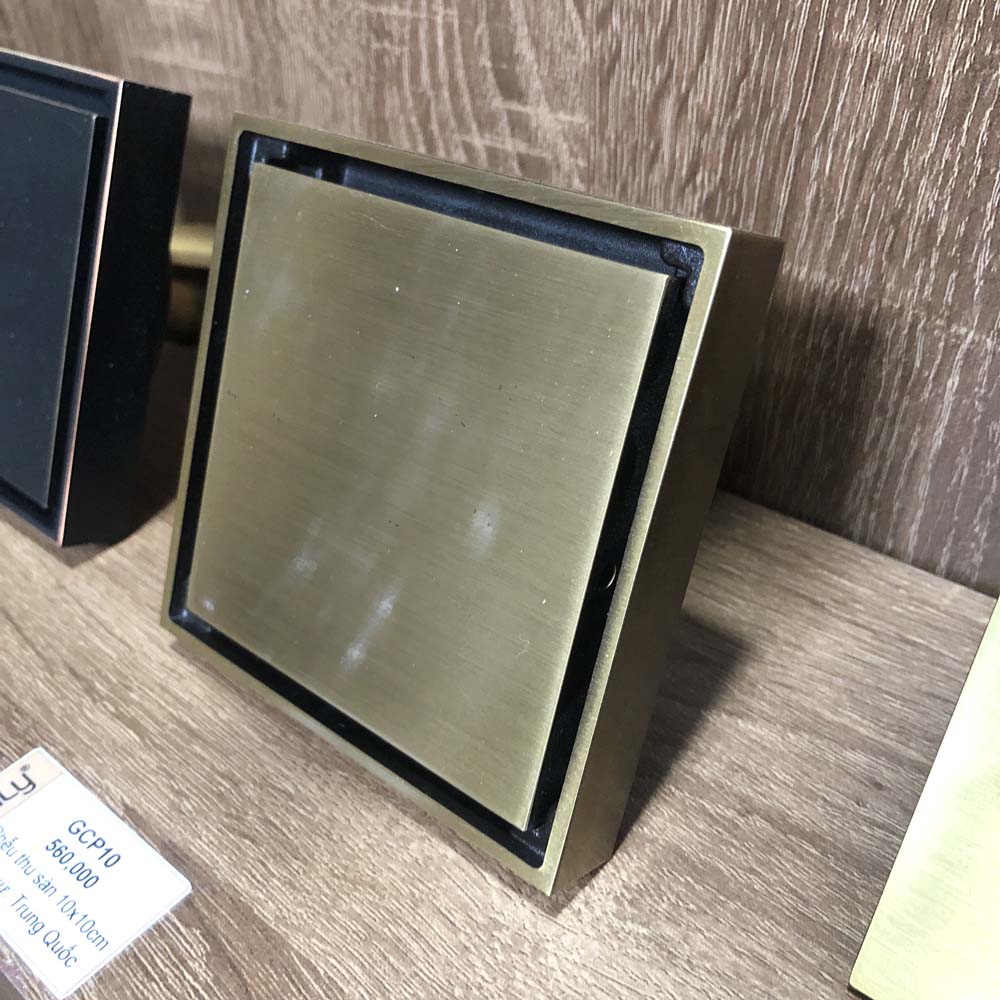 Phễu thoát sàn bằng đồng 10x10cm Kanly GCP10