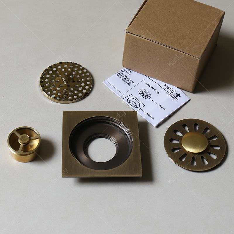 Phễu thu sàn bằng đồng Kanly GCP13