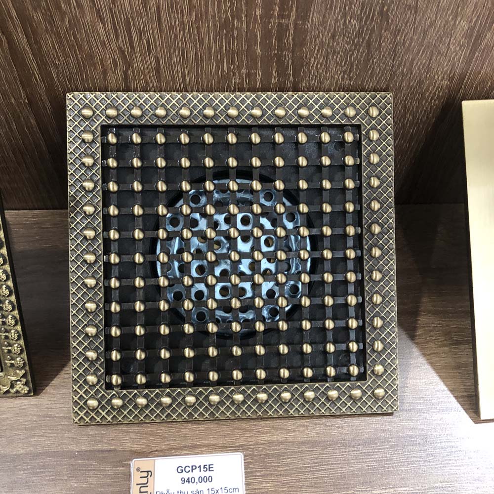 Phễu thoát sàn bằng đồng 15x15cm Kanly GCP15E