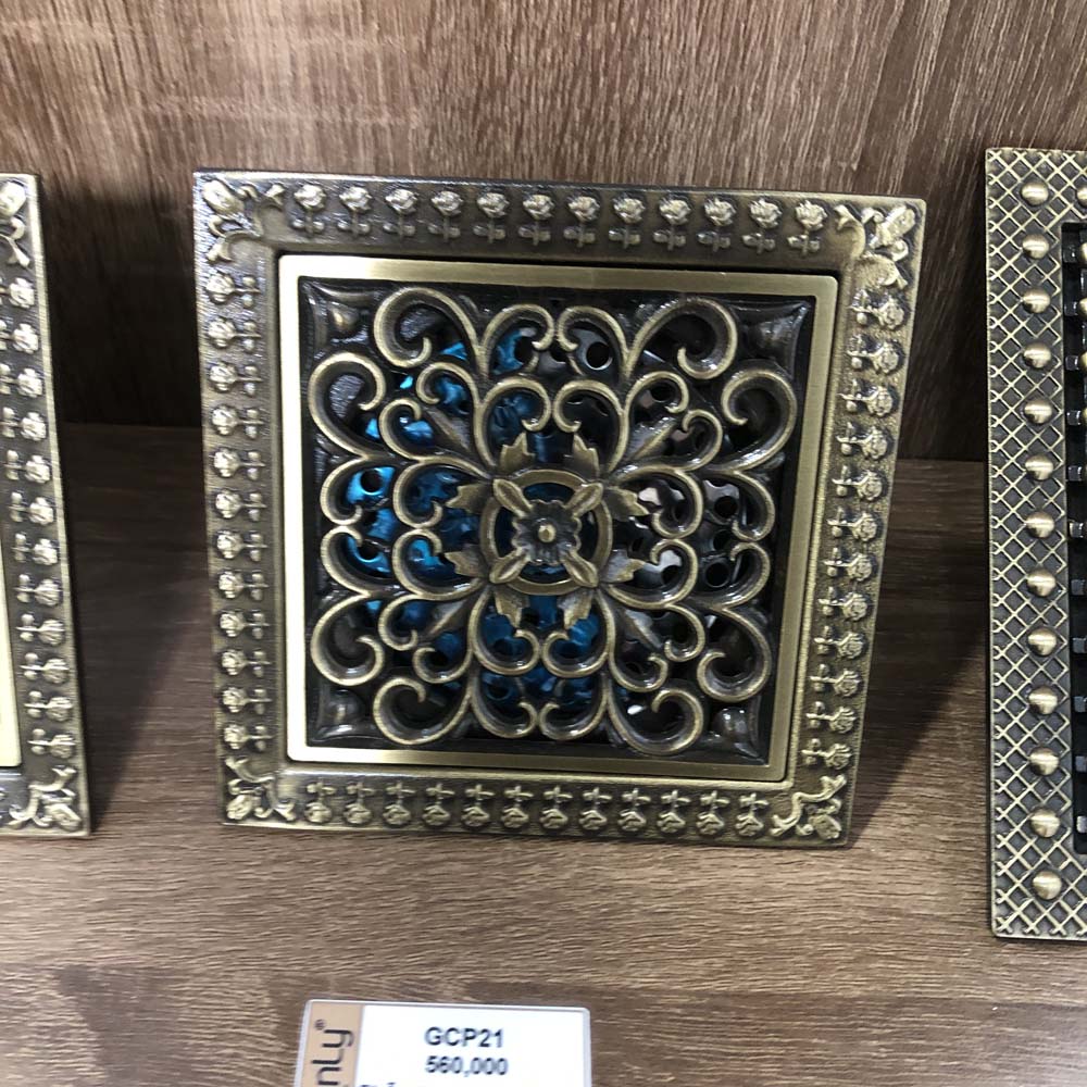 Phễu thoát sàn bằng đồng 12x12cm Kanly GCP21