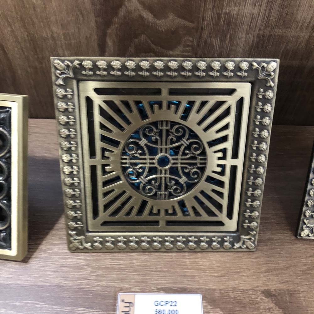 Phễu thoát sàn bằng đồng 12x12cm Kanly GCP22