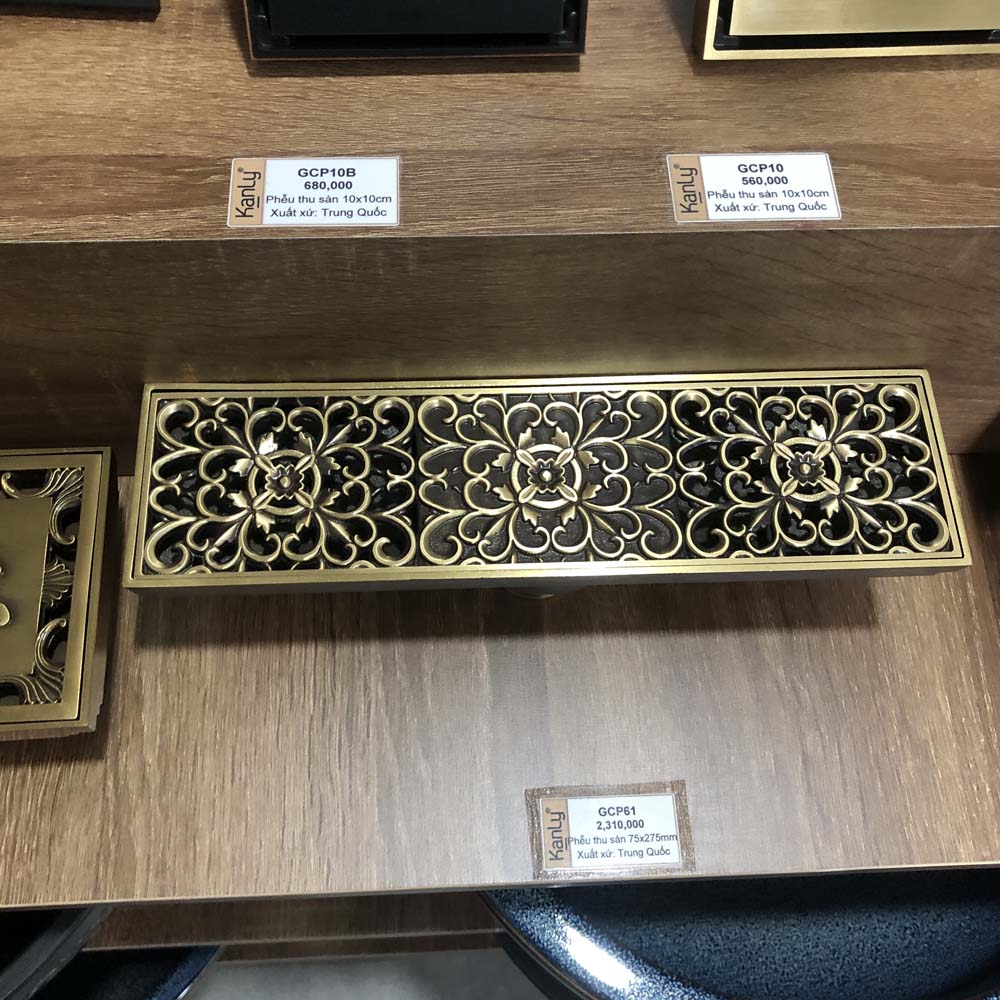 Phễu thu sàn bằng đồng Kanly GCP61