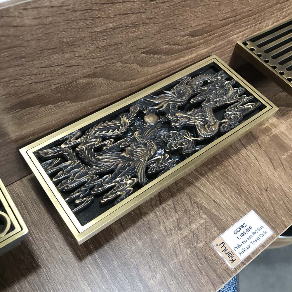 Phễu thoát sàn bằng đồng 8x20cm Kanly GCP82