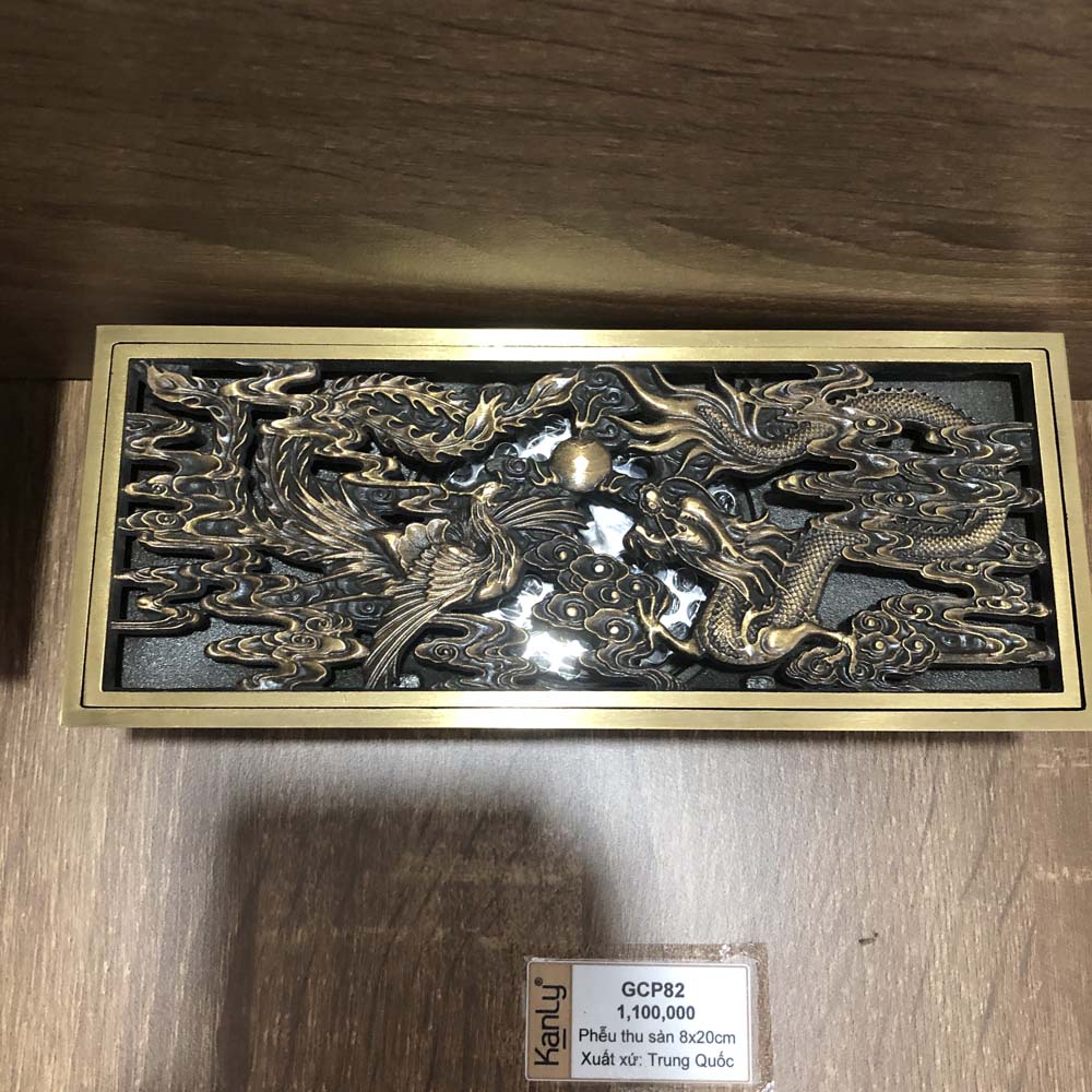 Phễu thoát sàn bằng đồng 8x20cm Kanly GCP82