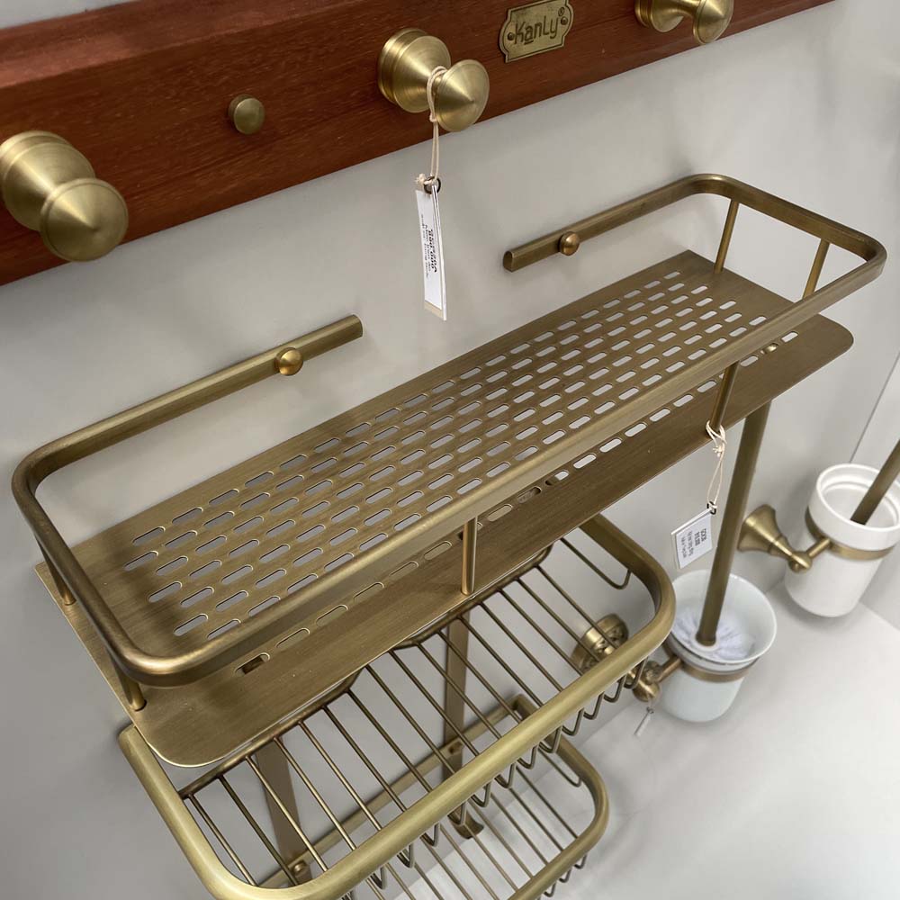Kệ treo góc nhà tắm bằng đồng Kanly GCK30/30B