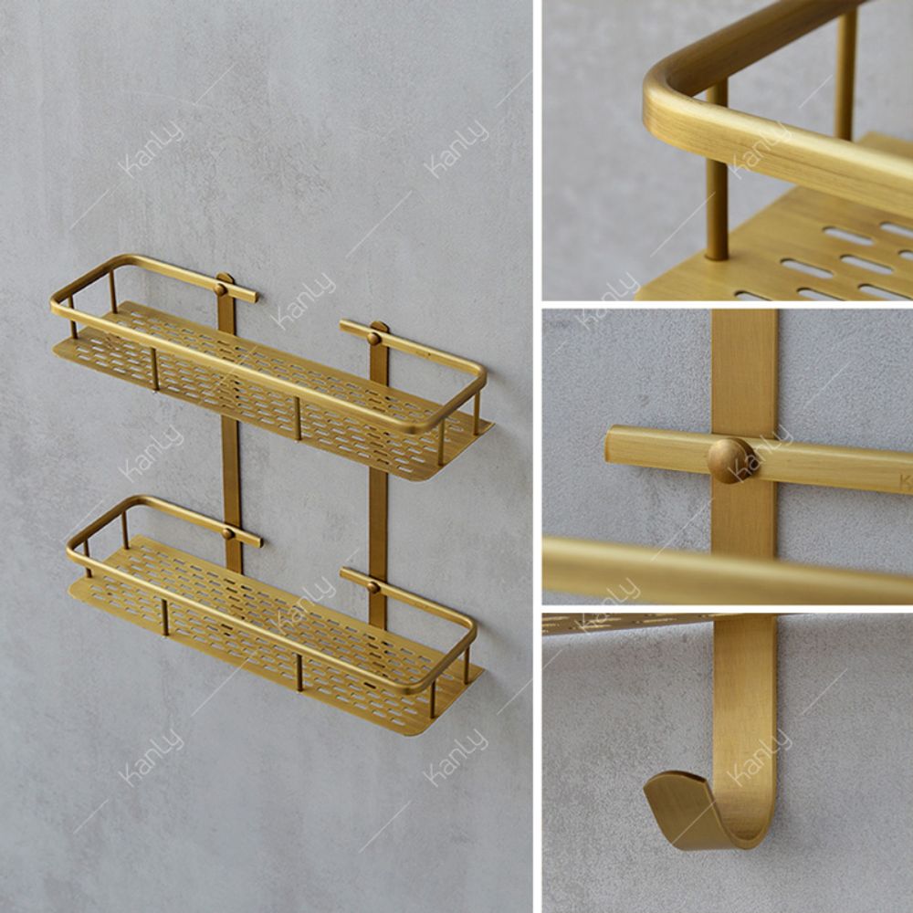 Kệ 2 tầng đựng đồ nhà tắm bằng đồng Kanly GCK30D