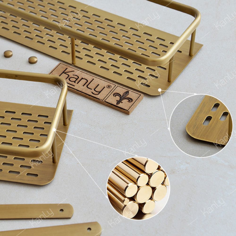 Kệ 2 tầng đựng đồ nhà tắm bằng đồng Kanly GCK30D