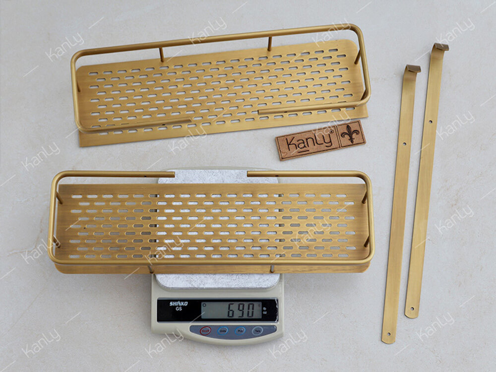 Kệ 2 tầng đựng đồ nhà tắm bằng đồng Kanly GCK30D