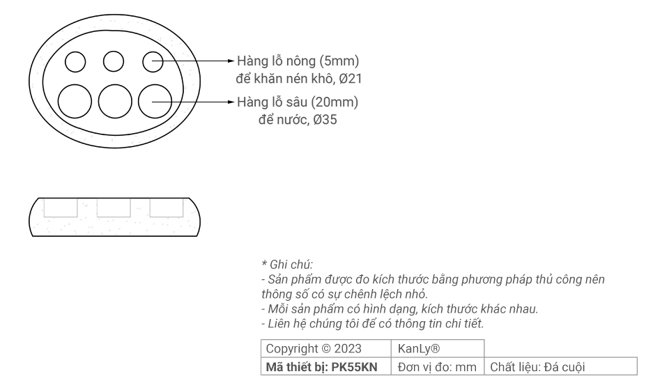 Khay đá cuội đựng viên khăn nén du lịch Kanly PK55KN