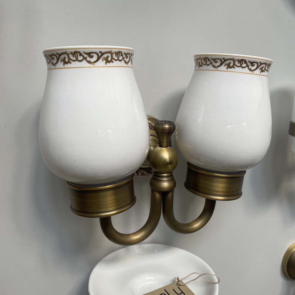 Giá để cốc đôi bằng đồng Kanly GCH08