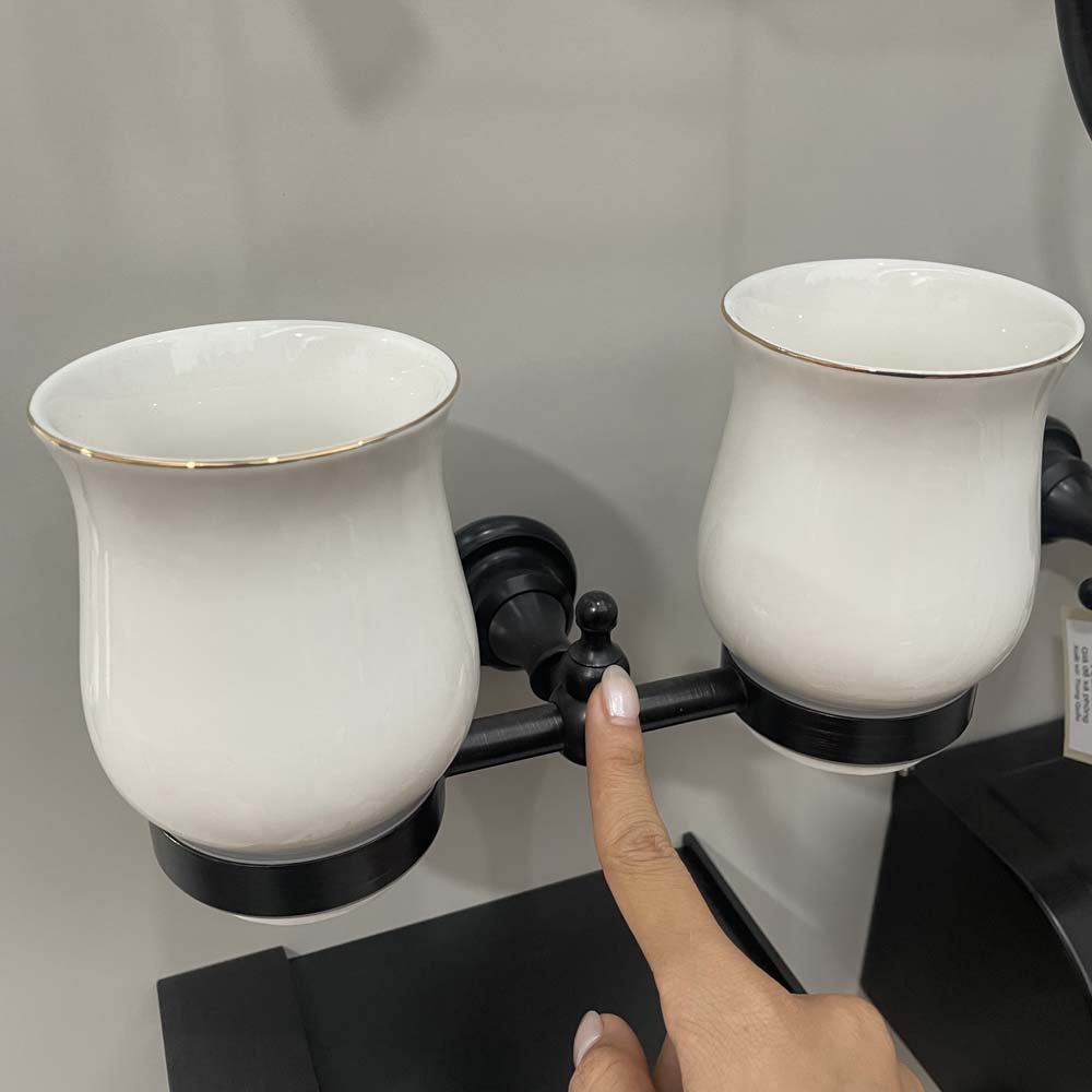 Giá để cốc đôi bằng đồng Kanly GCK08B