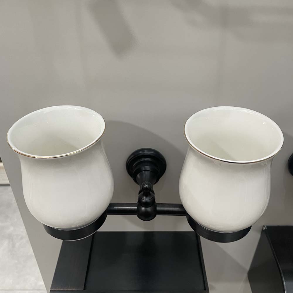 Giá để cốc đôi bằng đồng Kanly GCK08B