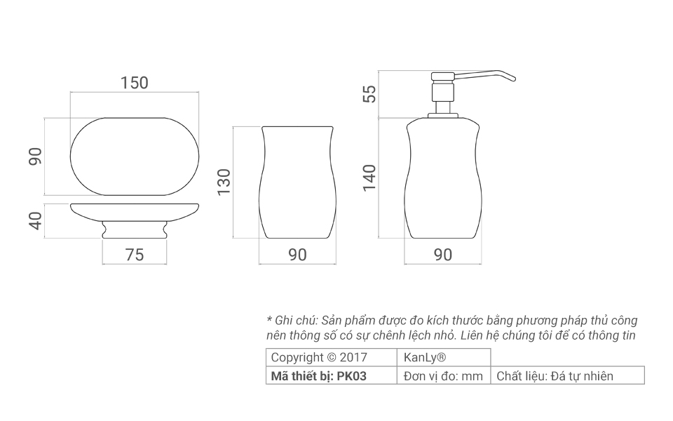 Bộ lọ đựng phòng tắm Kanly PK03