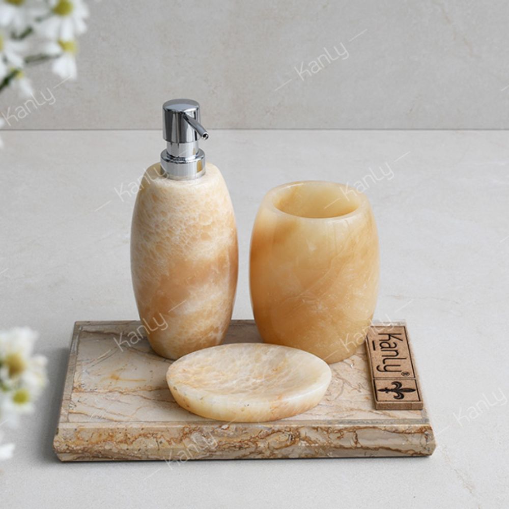 Bộ lọ đựng phòng tắm Kanly bằng đá onyx PK12