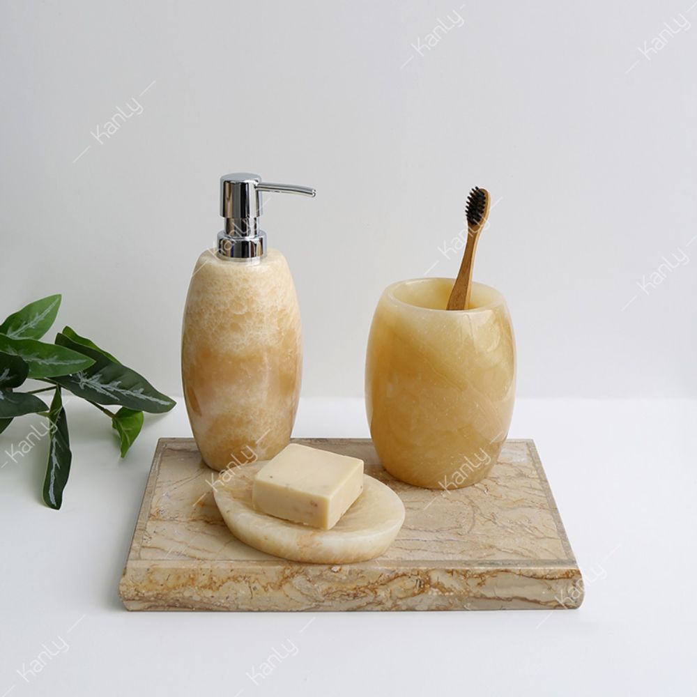 Bộ lọ đựng phòng tắm Kanly bằng đá onyx PK12