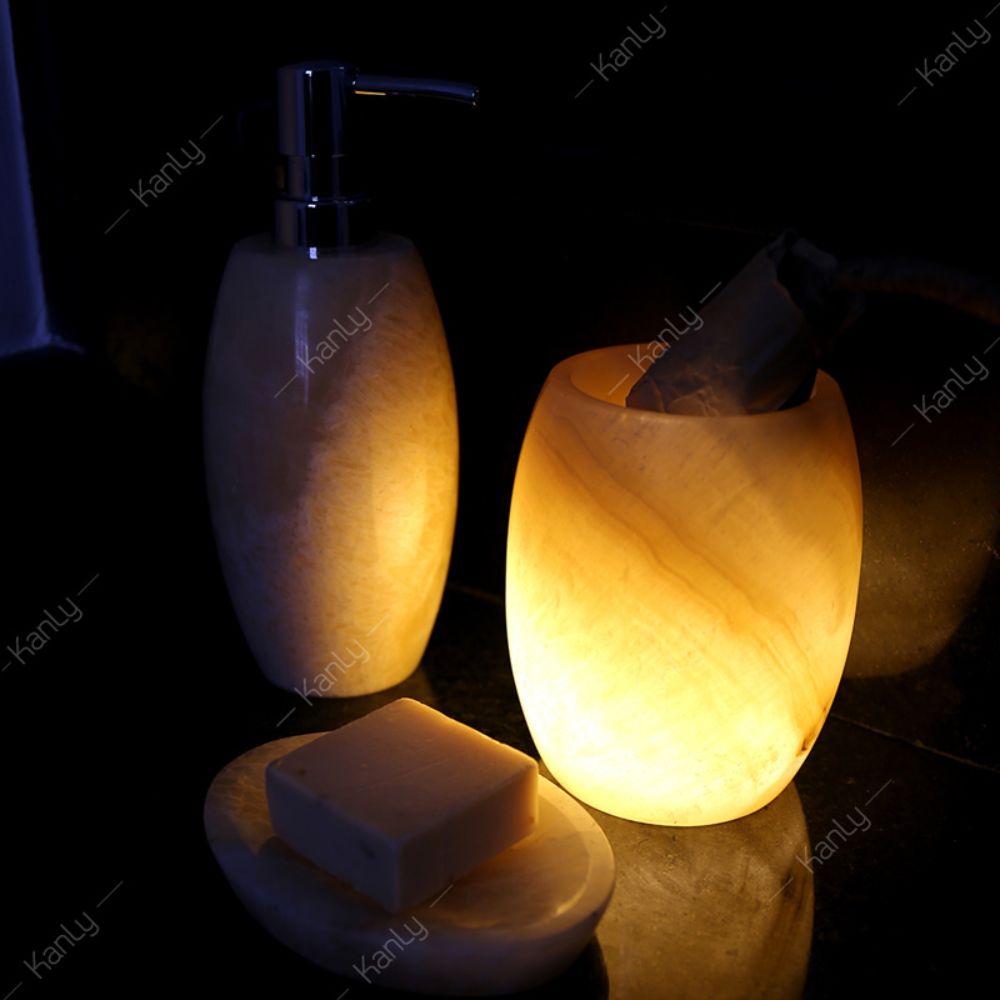 Bộ lọ đựng phòng tắm Kanly bằng đá onyx PK12