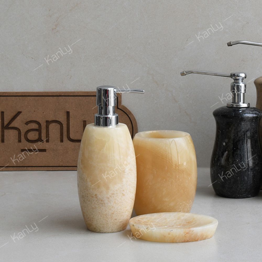 Bộ lọ đựng phòng tắm Kanly bằng đá onyx PK12