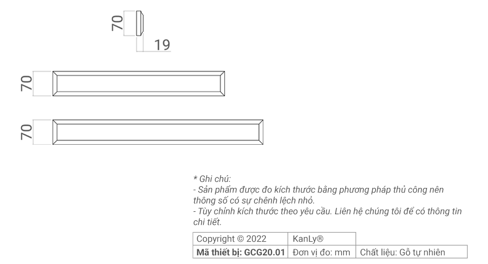 Thanh gỗ làm móc treo đồ Kanly GCG20.01