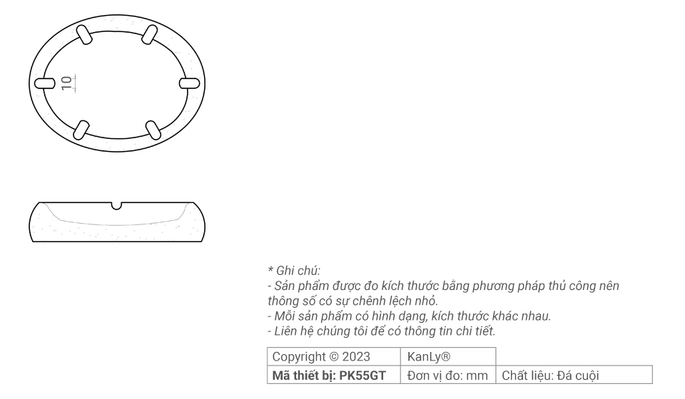 Gạt tàn thuốc bằng đá cuội Kanly PK55GT