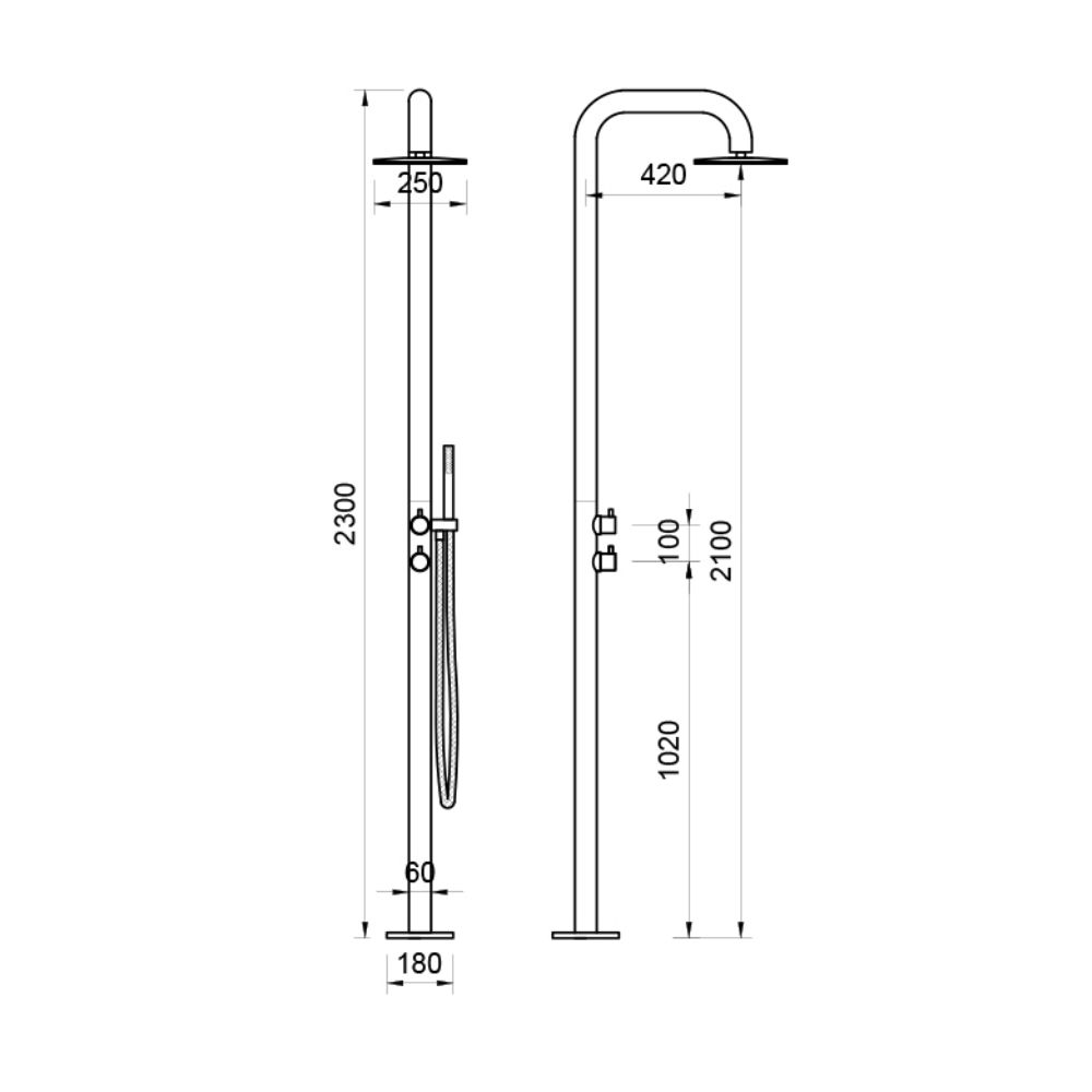 Sen cây tắm đứng đặt sàn ngoài trời Kanly KLS9008B