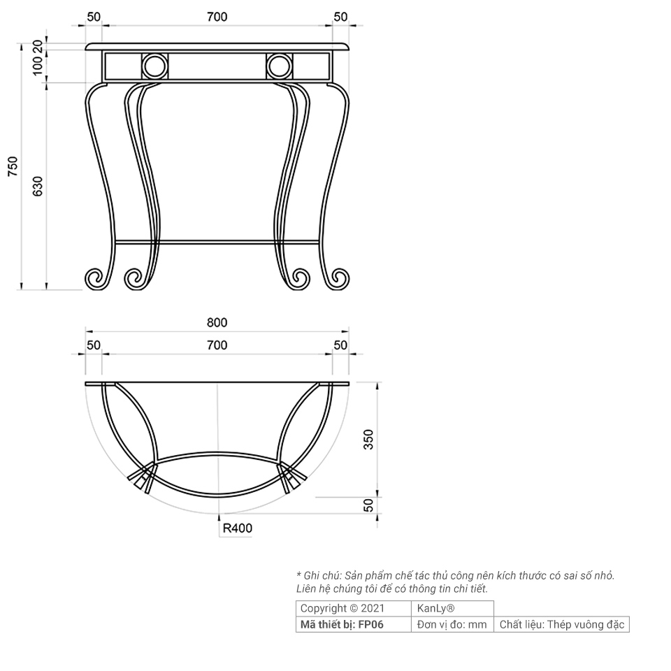 Kệ để lavabo (kệ bán nguyệt) Kanly FP06