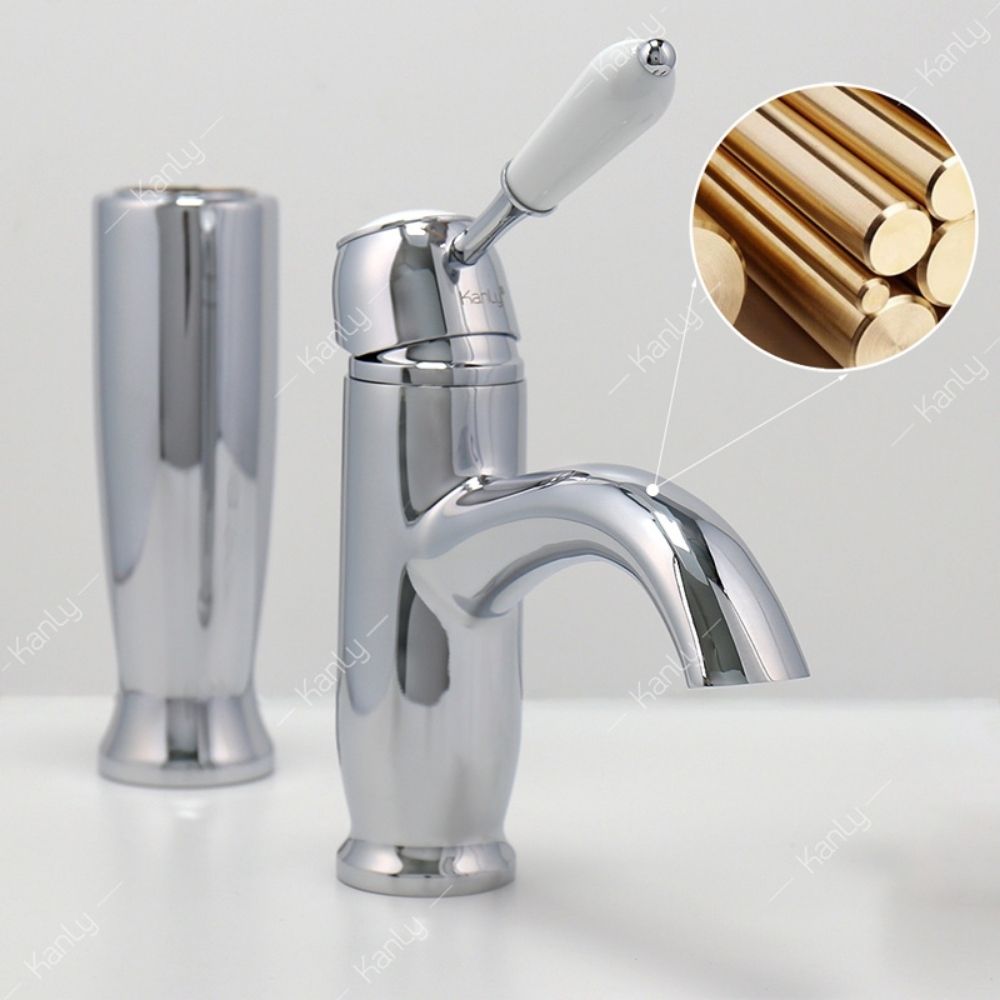 Vòi chậu lavabo nóng lạnh bằng đồng Kanly CHA09