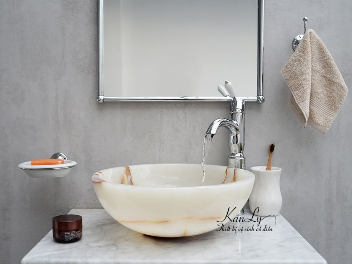 Vòi chậu lavabo nóng lạnh bằng đồng Kanly CHA09