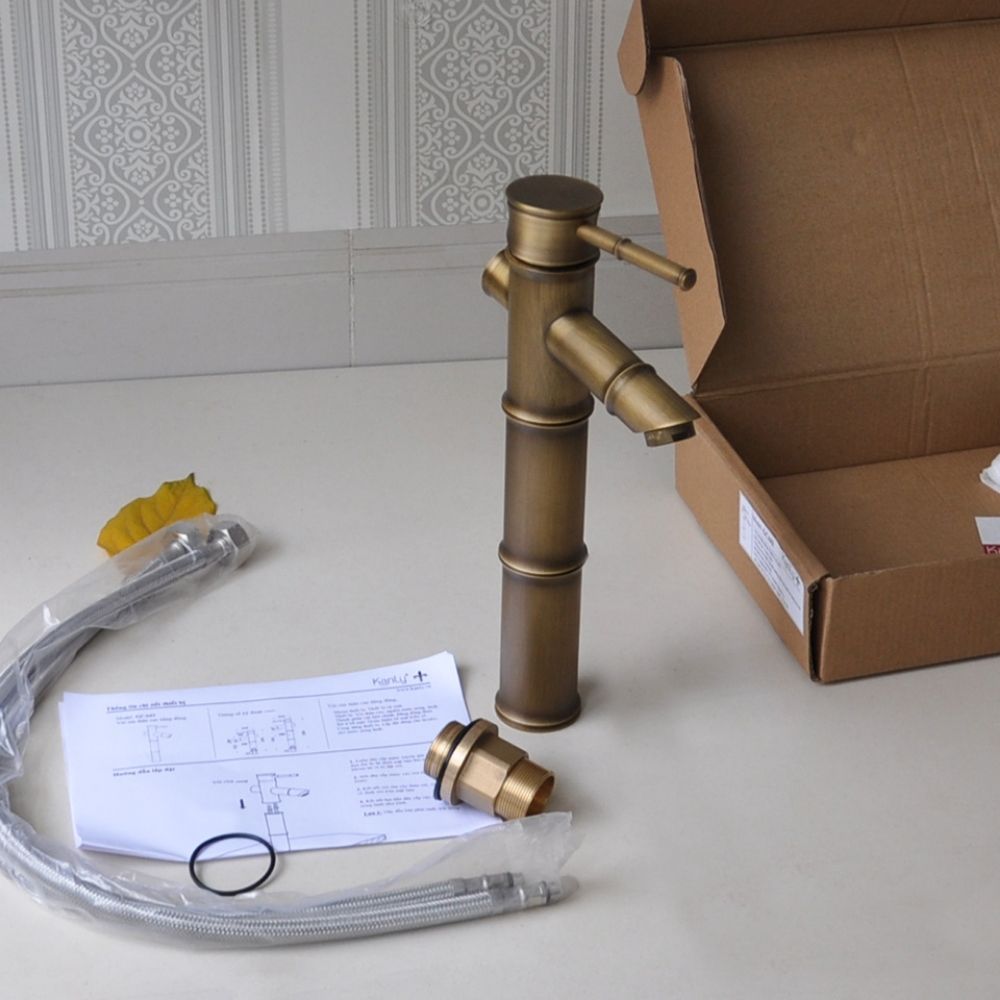 Vòi chậu lavabo nóng lạnh bằng đồng Kanly GCA02