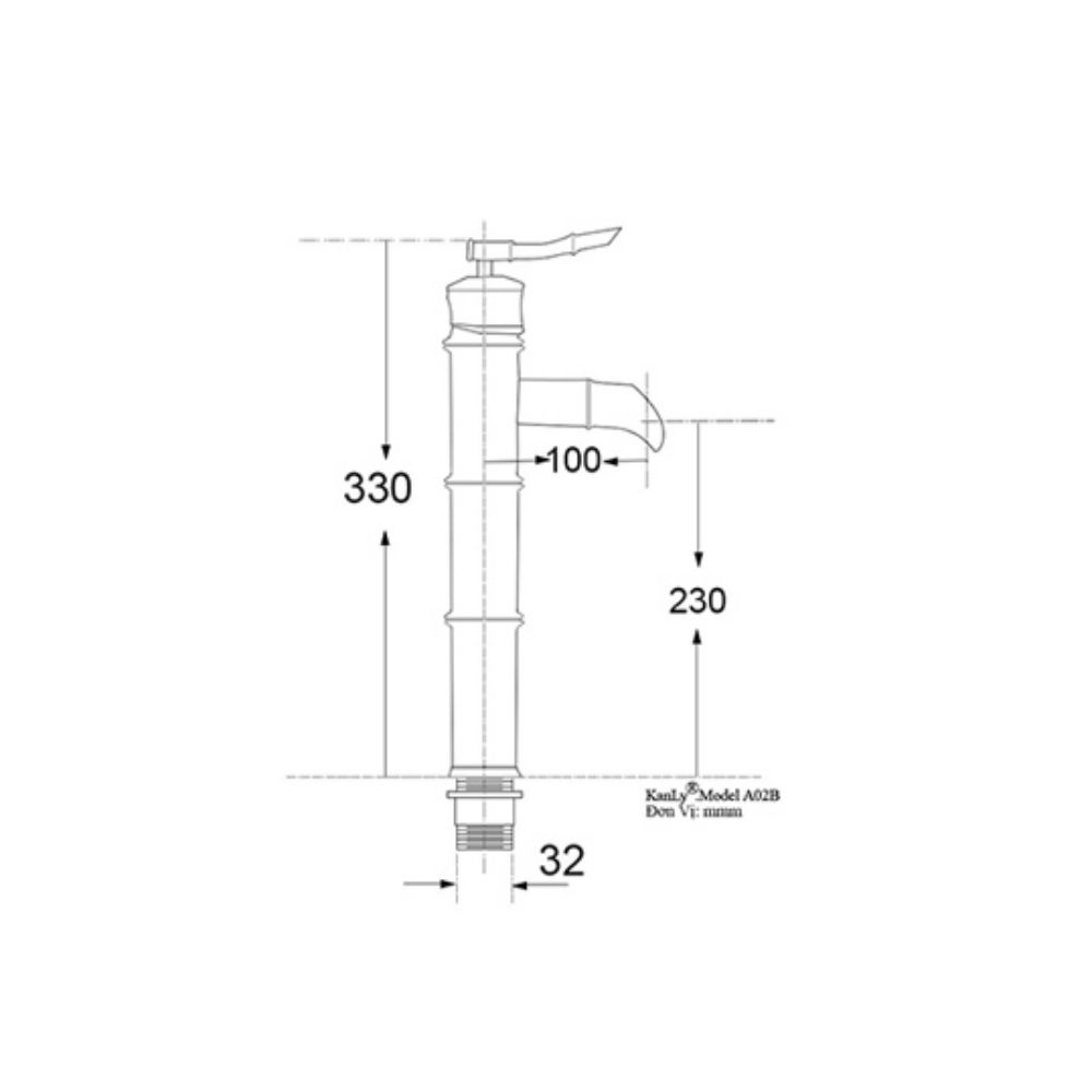 Vòi chậu lavabo nóng lạnh bằng đồng Kanly GCA02B
