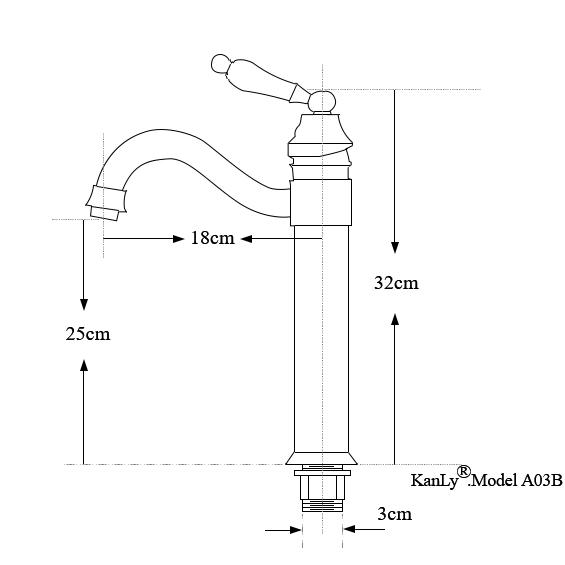 Vòi lavabo thân cao bằng đồng Kanly GCA03